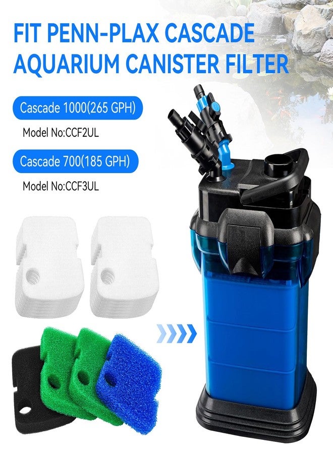HDWGGD Canister Filter Media Replacement for Penn Plax Cascade 1000 Canister Filter Aquarium Canister Filter Bio Floss Sponge Compatible with Cascade 700/1000 CCF2UL/CCF3UL Canister Filter Fish Tank 16 Pack - Image 2